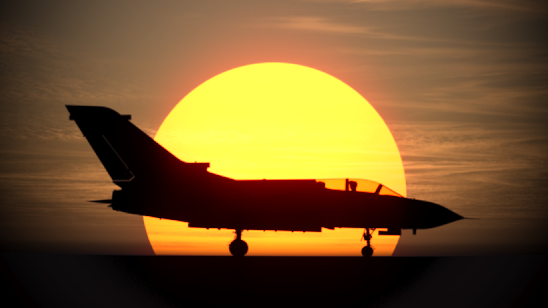 DCS: Tornado at sundown, side view